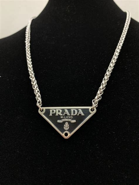 prada necklace silver chain